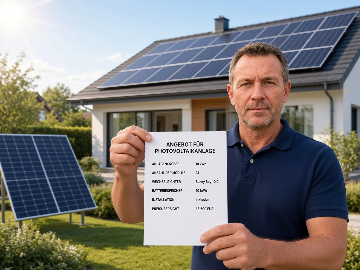 Hausbesitzer mit Photovoltaik-Angebot